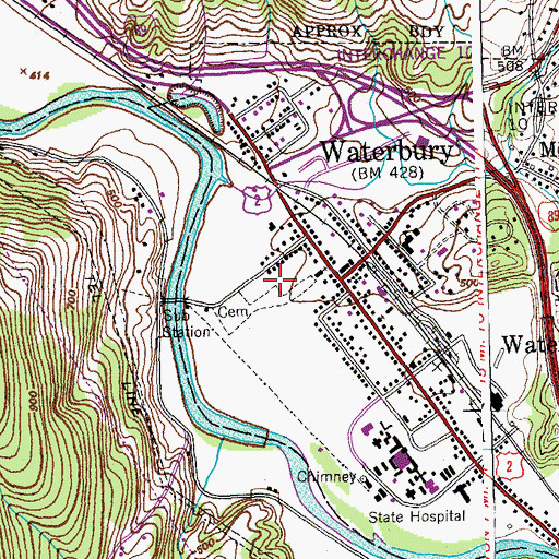 Topographic Map of Waterbury Villge Public Library, VT