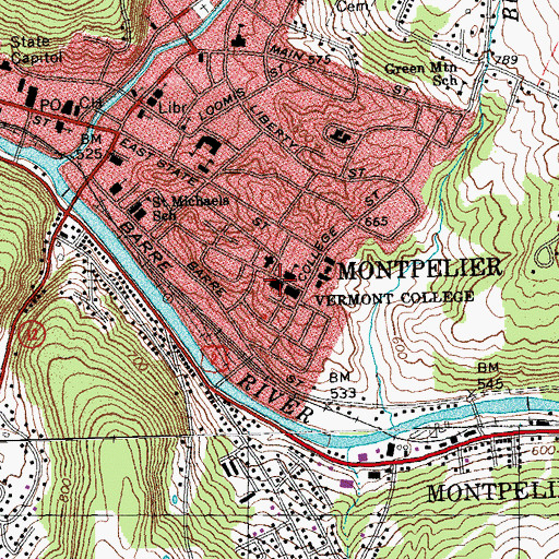 Topographic Map of Wood Art Gallery, VT
