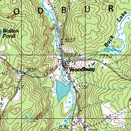 Topographic Map of Woodbury Post Office, VT