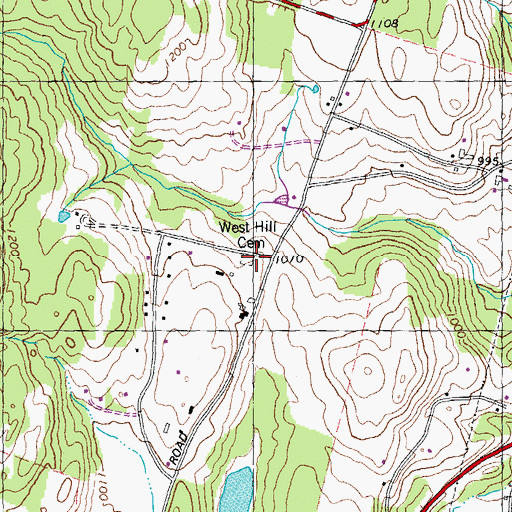 Topographic Map of West Hill Cemetery, VT