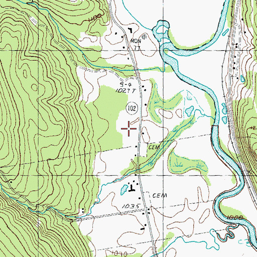Topographic Map of Bunnell Airfield (historical), VT