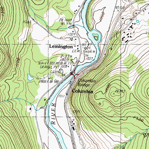 Topographic Map of Columbia Bridge, VT