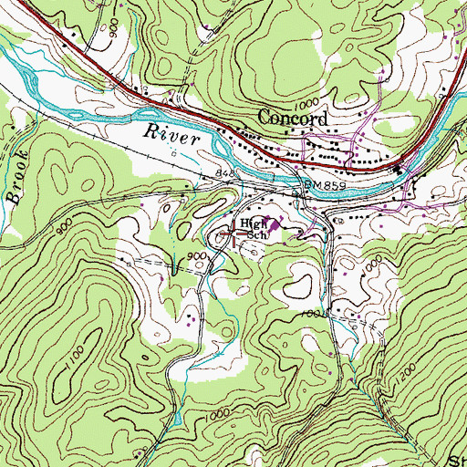 Topographic Map of Concord West Side Cemetery, VT