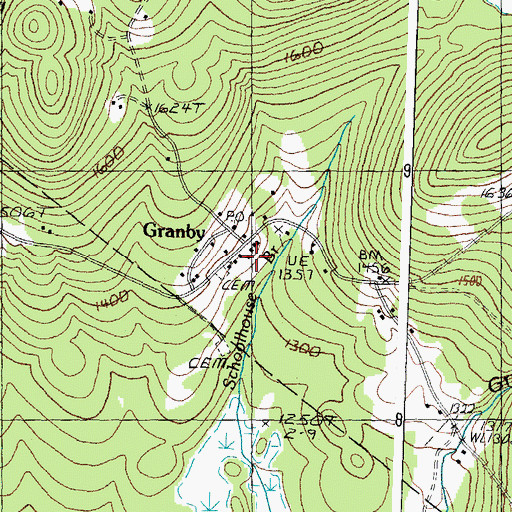 Topographic Map of Granby Central School, VT