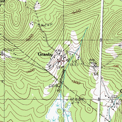 Topographic Map of Granby Post Office, VT