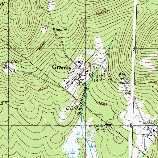 Topographic Map of Granby Village Cemetery, VT