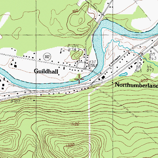 Topographic Map of Guildhall Village Historic District, VT