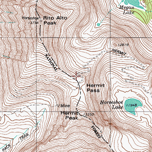 Topographic Map of Hermit Pass, CO