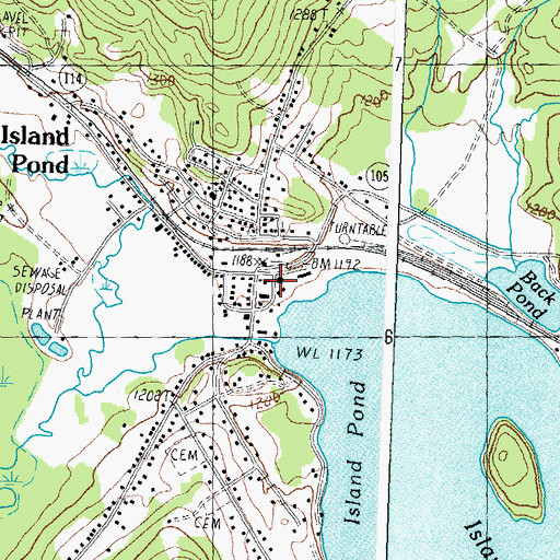 Topographic Map of Island Pond Post Office, VT