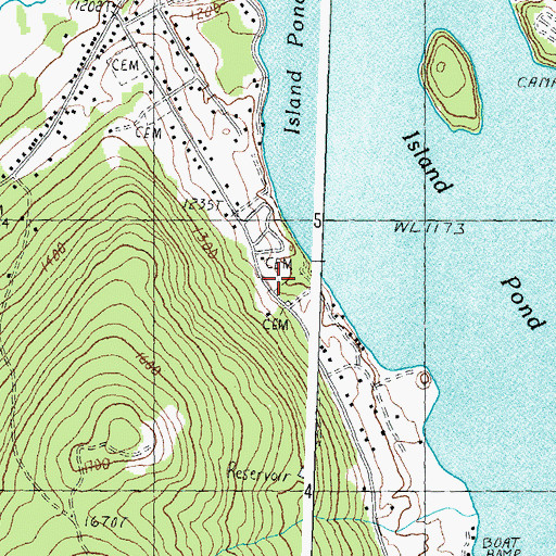 Topographic Map of Lakeside Cemetery, VT