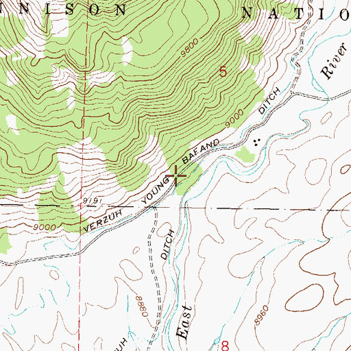 Topographic Map of Verzuh Young Bafand Ditch, CO