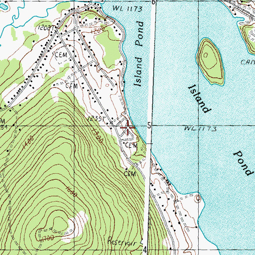 Topographic Map of New Catholic Cemetery, VT