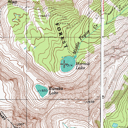 Topographic Map of Hermit Lake, CO
