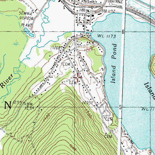 Topographic Map of Old Catholic Cemetery, VT