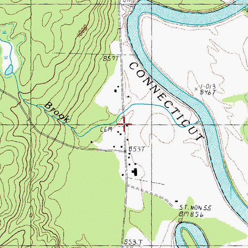 Topographic Map of Riverside - Smart - Fellows - South Cemetery, VT