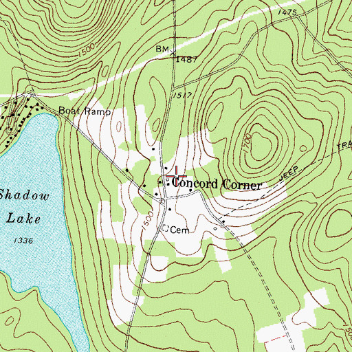Topographic Map of Samuel Reed Hall Monument, VT