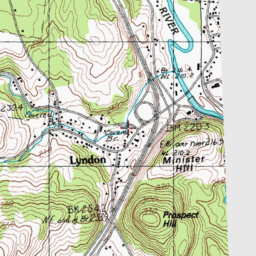 Topographic Map of Chamberlin Mill Covered Bridge, VT