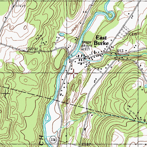 Topographic Map of East Burke Community Library, VT