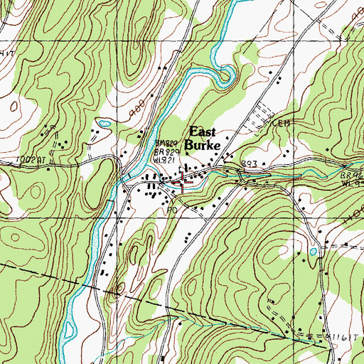 Topographic Map of East Burke Post Office, VT
