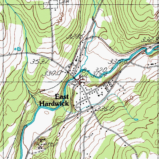Topographic Map of East Hardwick Post Office, VT