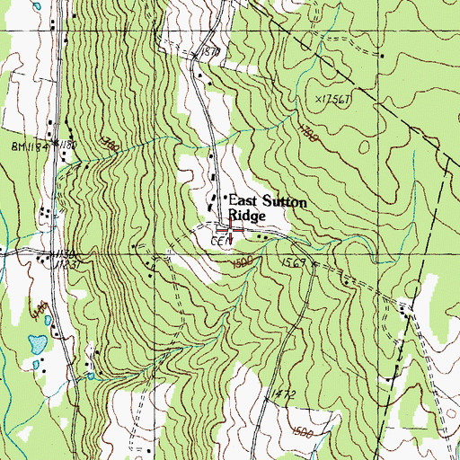 Topographic Map of East Ridge Cemetery, VT