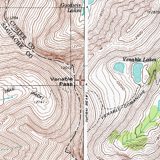 Topographic Map of Venable Pass, CO