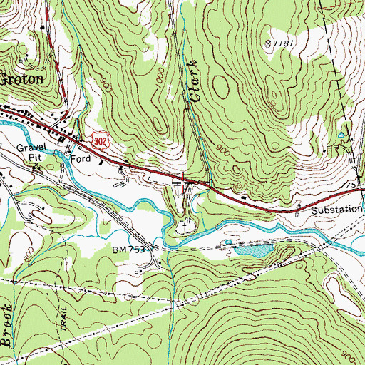 Topographic Map of Groton Village Cemetery, VT