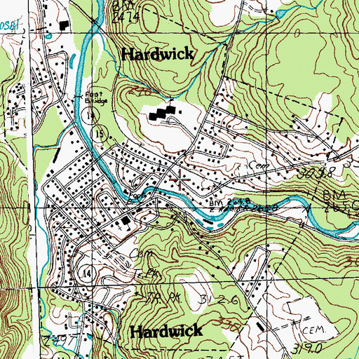 Topographic Map of Hardwick Memorial Building, VT