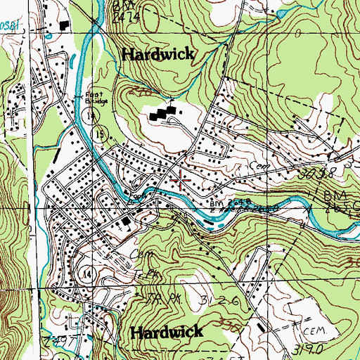 Topographic Map of Hardwick Town Hall, VT