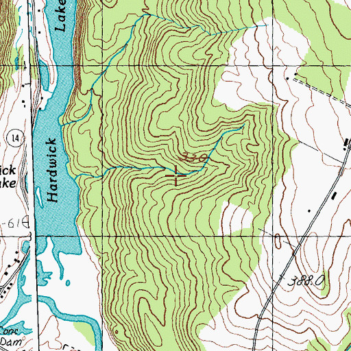 Topographic Map of Hardwick Village Forest, VT