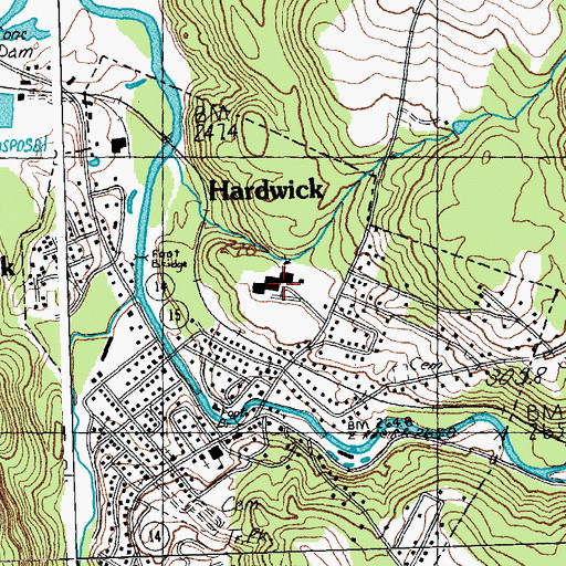 Topographic Map of Hazen Union High School, VT