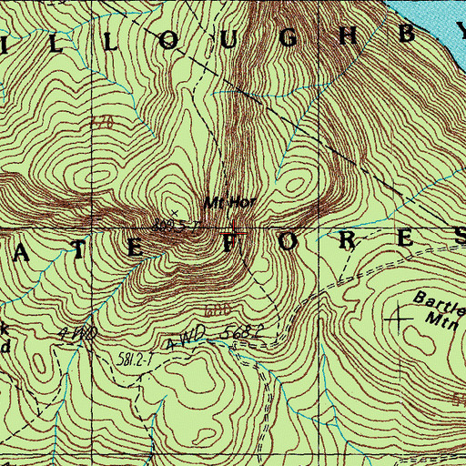 Topographic Map of Herbert Hawkes Hiking Trail, VT