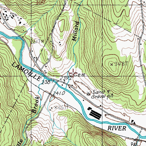 Topographic Map of Jacob Paine Cemetery, VT
