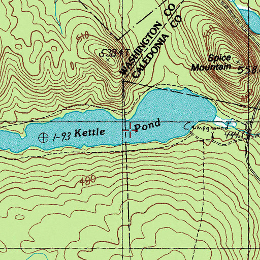 Topographic Map of Kettle Pond Trail, VT
