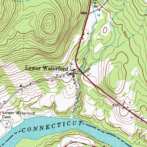 Topographic Map of Lower Waterford Post Office, VT