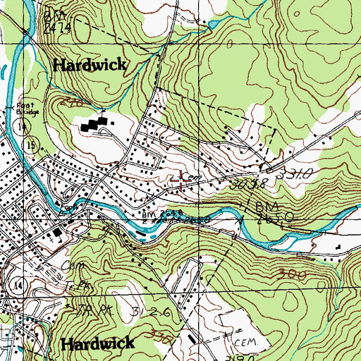 Topographic Map of Maple Street Cemetery, VT