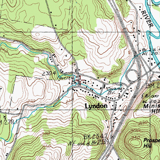 Topographic Map of Old Schoolhouse Bridge, VT