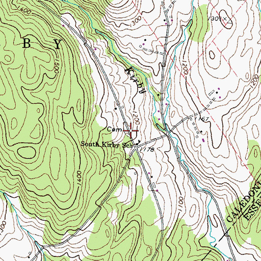 Topographic Map of South Kirby Cemetery, VT