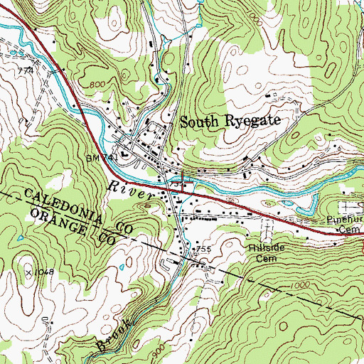 Topographic Map of South Ryegate Post Office, VT