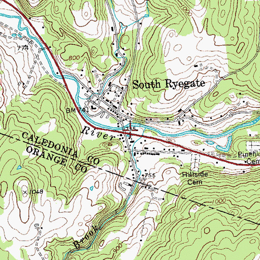 Topographic Map of South Ryegate Presbyterian Church, VT