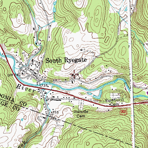Topographic Map of South Ryegate Public Library, VT