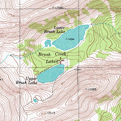 Topographic Map of Brush Creek Lakes, CO