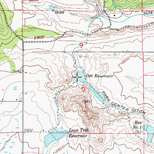 Topographic Map of Ott Reservoir, CO