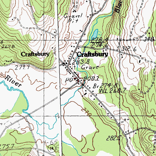 Topographic Map of Craftsbury Post Office, VT