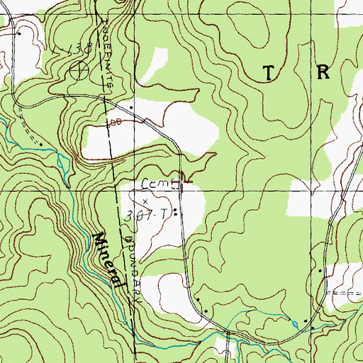 Topographic Map of Evergreen Cemetery, VT