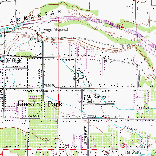 Topographic Map of Crooked Ditch, CO