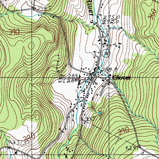 Topographic Map of Glover Public Library, VT