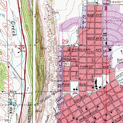 Topographic Map of Margrette Park, CO