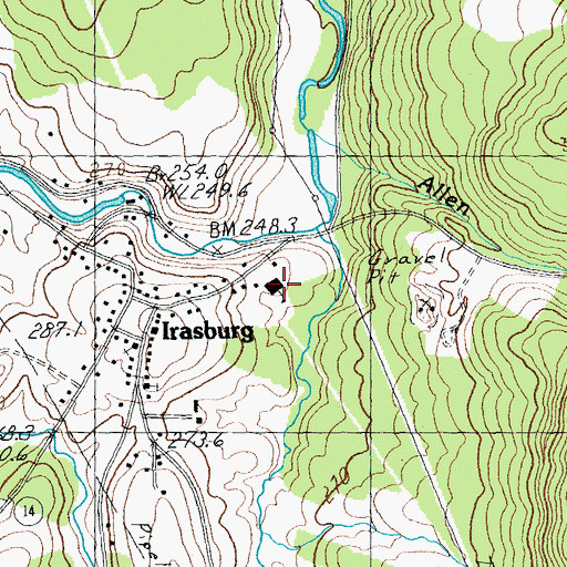 Topographic Map of Irasburg Village School, VT
