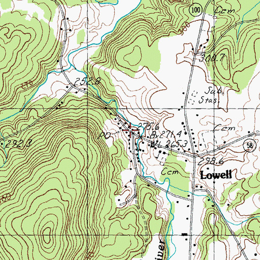Topographic Map of Lowell Post Office (historical), VT